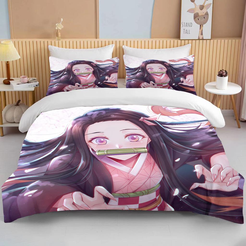 Nezuko Kamado ložní souprava Anime Demon Slayer Povlak na přikrývku Přikrývka Povlečení Single Twin Full Queen Size 3d Děti Dívka Chlapci dárek