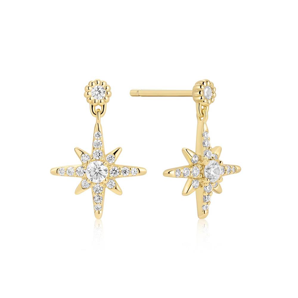Ania Haie Gold Nova Star Drop Stud 925 Silver Earrings E071-02G