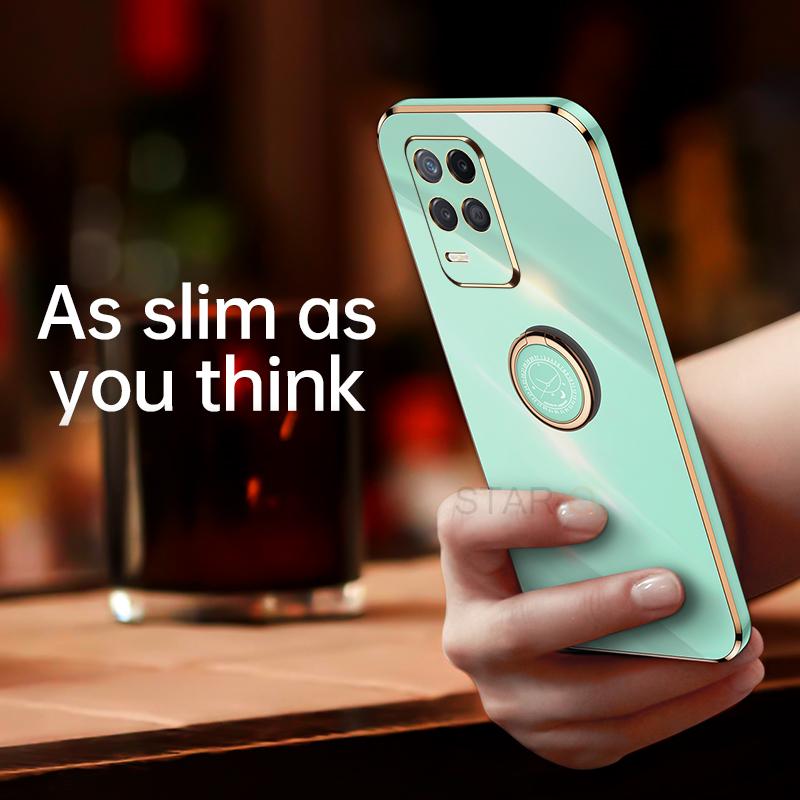 Luxury Plating Gold Frame Phone Case On For Oppo Realme 8 Pro 4g Realme8 8pro Soft Silicone Tpu Back Cover