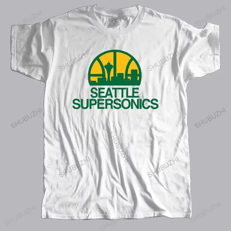 2025 Nowa Marka Modowa Koszulka Męska Luźna Seattle Supersonics Markowa Koszulka Bawełniana Letnia Koszulka Plus Size Dropshipping