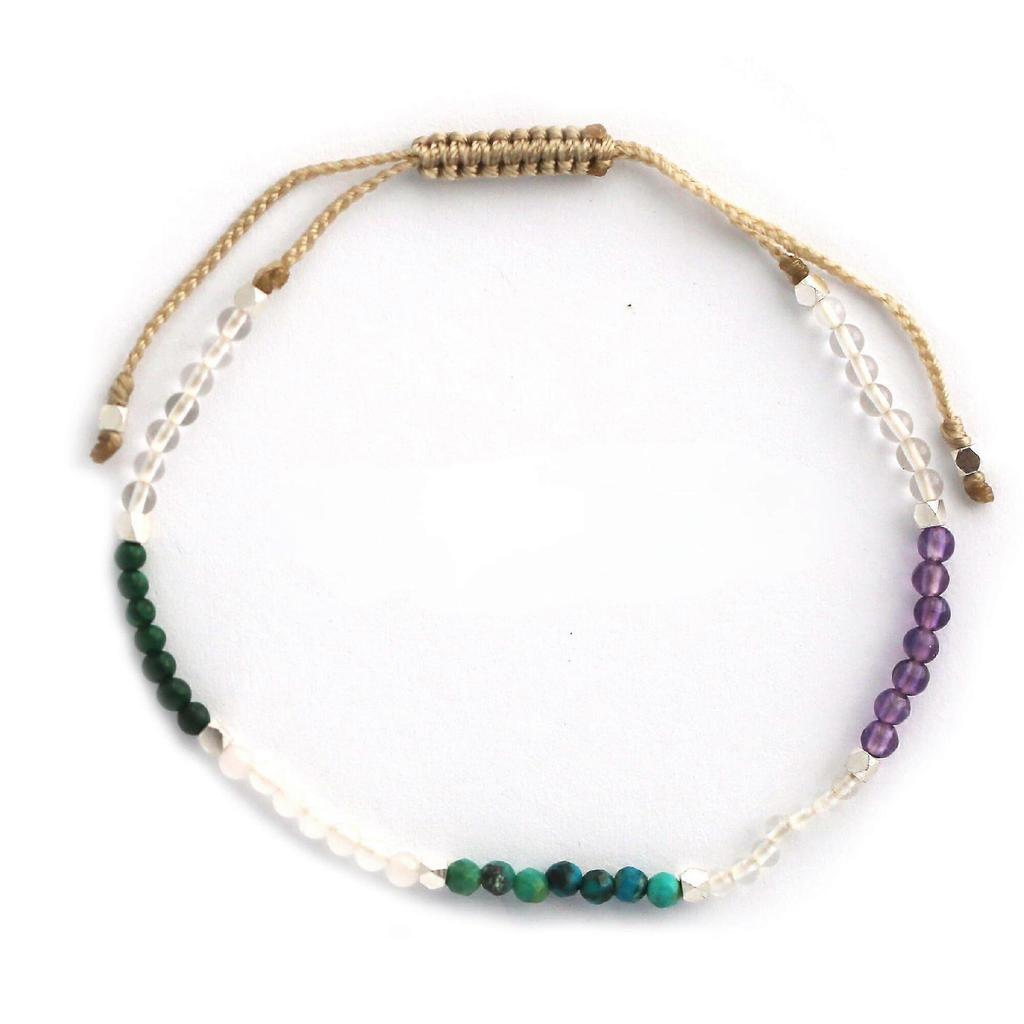 Amethyst braided bracelet for women, crystal bracelet with lapis lazuli, amethyst square spacer, flat knot braided bracelet, colorful crystal braided