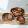 Fine Natural Hand-Made Wooden Salad Bowl Classic Round Acacia Wood Salad Dining Bowl Plates Premium Wood Kitchen Utensils