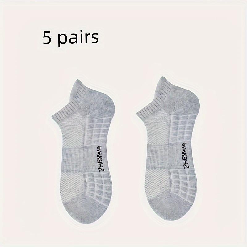 5 Pairs of Padded Spring and Summer Leisure Boat Socks for Men and Women Cotton Breathable Socks