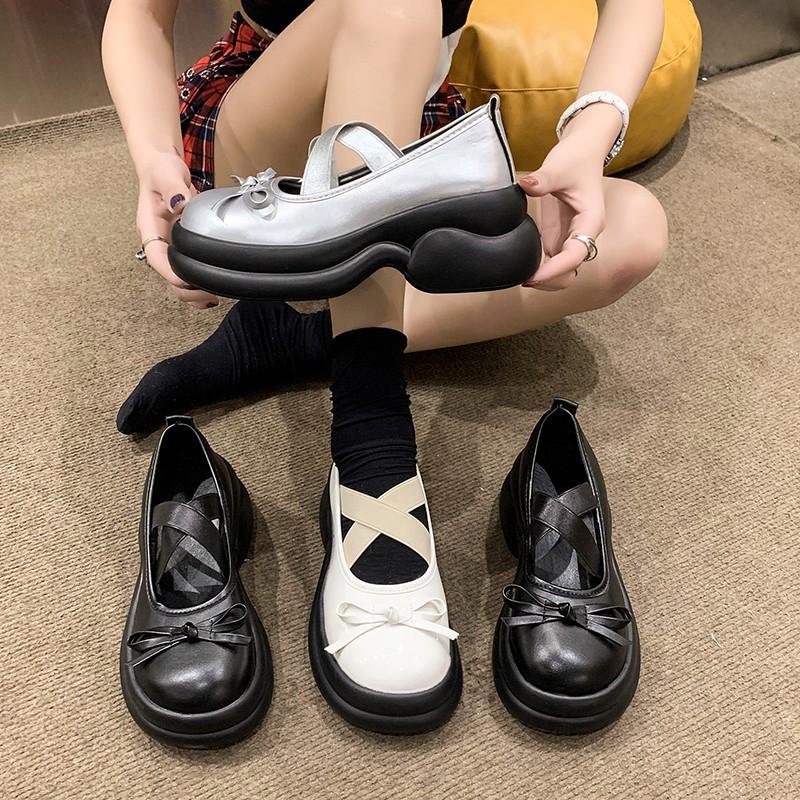 Kõrged kontsad platvormiga pumbad naiste kikilips Risti rihmadega kingad Naise pu nahast paksu kontsaga Jk kingad