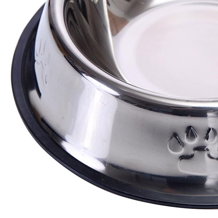 Stainless Steel Non-Slip Pet Bowl - Drop-Resistant with Paw Print Design, Available In Multiple Sizes