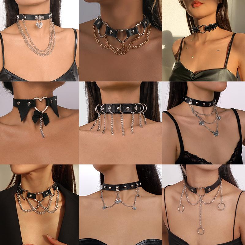 

Женщина Панк Чокер Воротник Ожерелье Pu Кожа Готика Заклепки Чокер Ожерелье