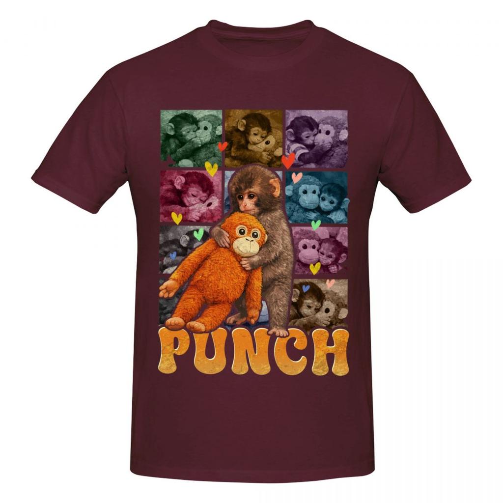 Unisex Sad Monkey Punch Meme With An Orange Toy Trendy T Shirt Streetwear Oneck Cotton Shirts
