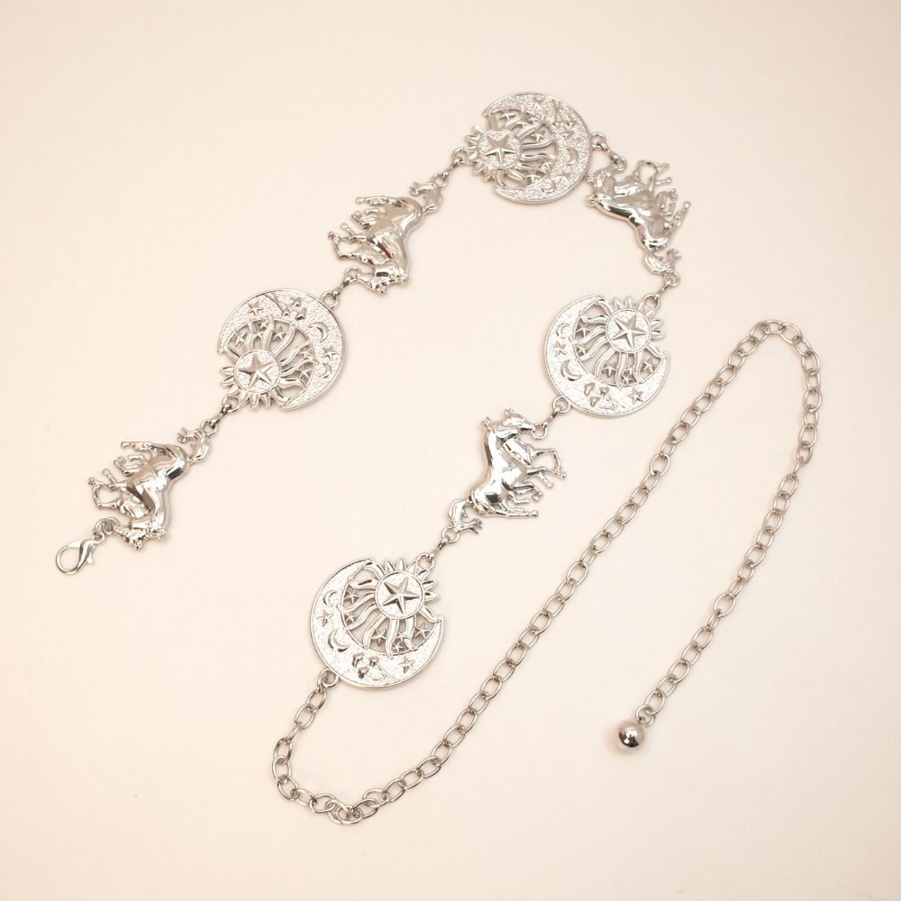 Horse Woman Chain Belt Gold Silver Dress Cummerbands Punk Waistbands Clothing Accessories