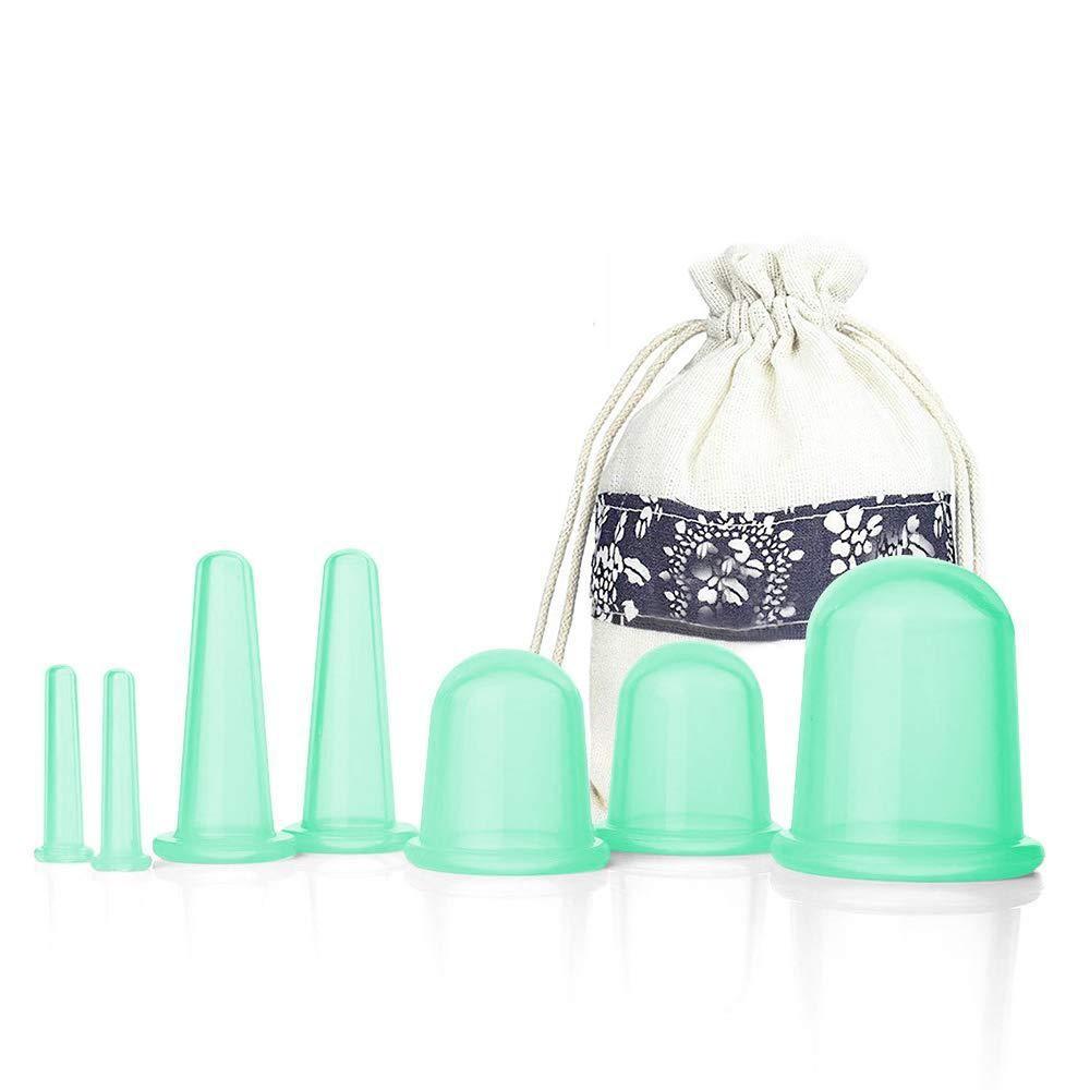 Cupping Therapy Sets 7Pcs Silicone Anti Cellulite Cup Vacuum Suction Massage Cups Facial Suction Cups Face Neck Lift Wrinkle