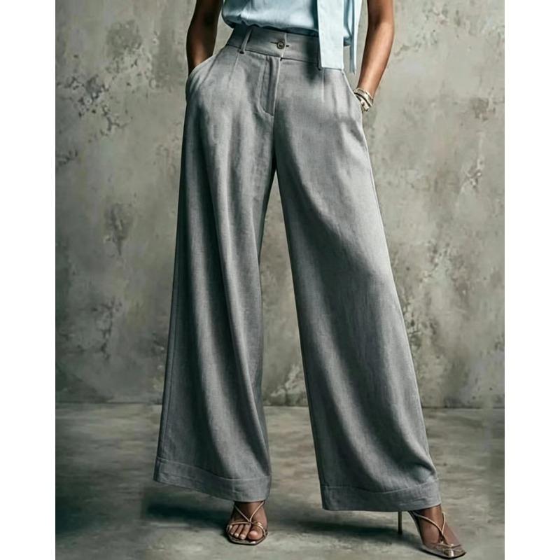 New Style Women's Solid-color Wide-leg High-waist Loose-fitting Slimming Casual Pants