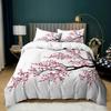 Plum Blossom Bedding Set Red Flower Floral Comforter Cover for Kids Girls Teens Women,Japanese Ink Style Duvet Cover King Size