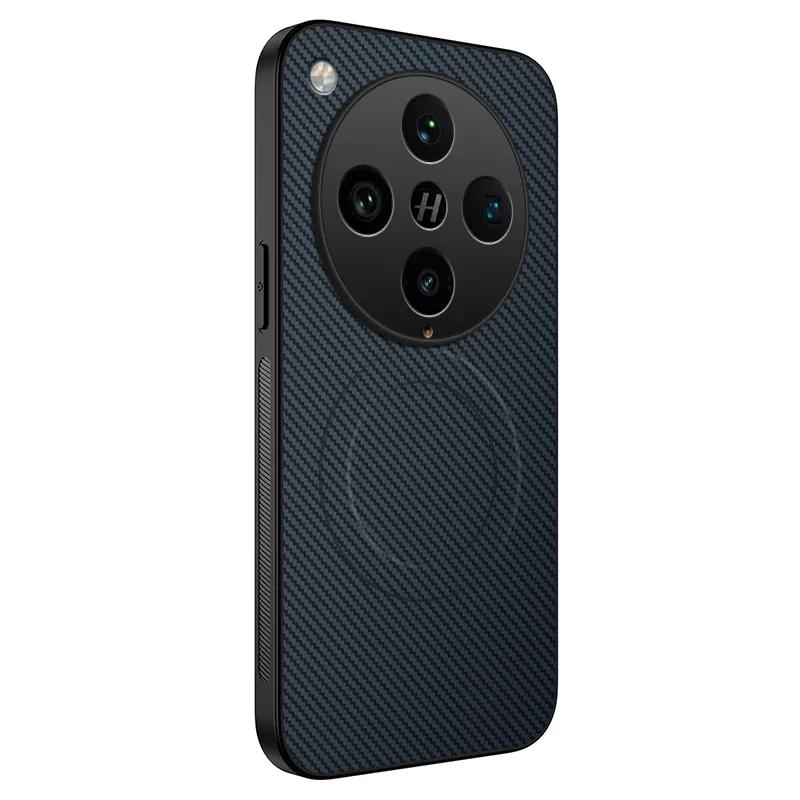 Magnetic Silicone Case For OPPO Find X8 Pro Wireless Charging Carbon Fiber PU Leather Texture Anti-Drop Soft Cover Phone Cases