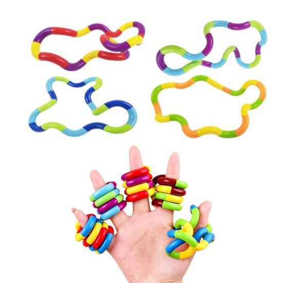 2/4/6Pcs Stress Relief Plastic Twisted Toy Focus Aid Hand Finger Flexibility Training Toy Portable Educational Twisting Loop Fidget Toy