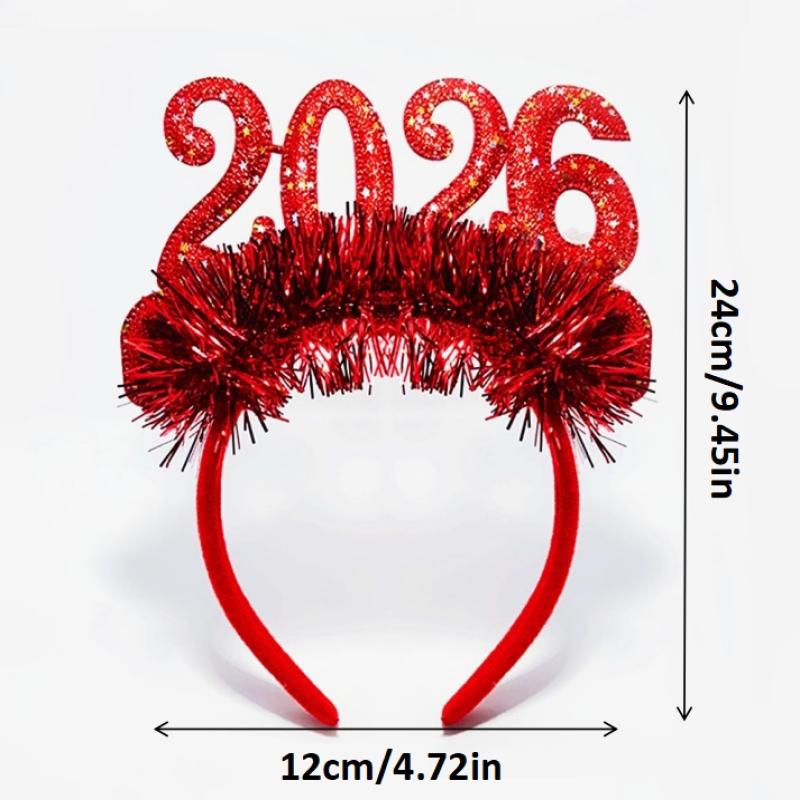 1/4Pcs 2026 Happy New Year Christmas Headband Glitter Sequins Hair Hoop Eve Party Props Hair Accessories