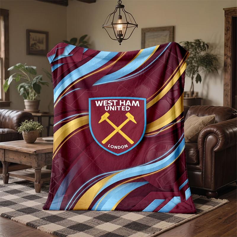 Coperta in Flanella con Stampa West Ham United Calcio Morbida Calda Coperta da Divano Letto per Casa Ufficio Camera da Letto