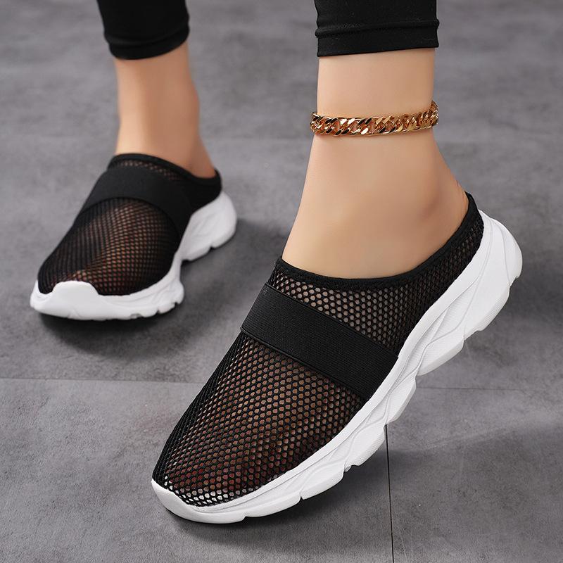 Cool slippers women's autumn new casual bag head mesh slippers fashionable and versatile