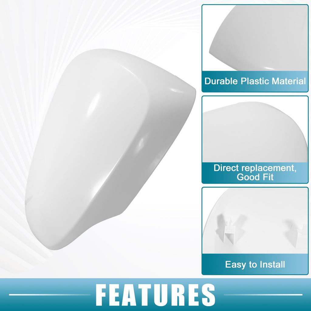 ABSOPRO Rearview Mirror Cover Cap, Right Door Mirror Cover, Compatible with Toyota Prius C 2012-2018, ABS Plastic, White