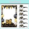 To 80 18 Years Old Birthday Black Gold Paper Glasses Photo Frame Props Decor