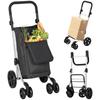 Chariot de courses pliable avec compartiment isotherme, 6 roues, 46 L, Gris foncé