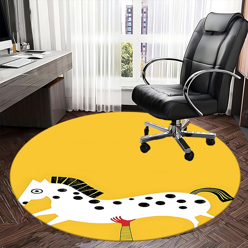 Creative Horse Design Chair Mat Round Carpet for Home Decor, Office Use, Living Room, Bedroom, Gift Idea0275b