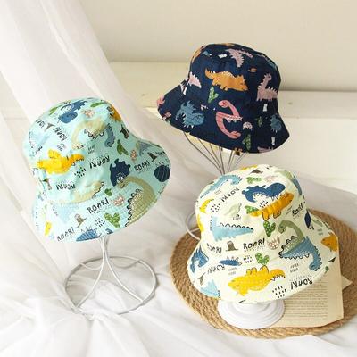 Chapeaux d'été pour bébés garçons et filles, chapeaux seau imprimés d'animaux de dessin animé, casquettes réversibles, couvre-chef de soleil