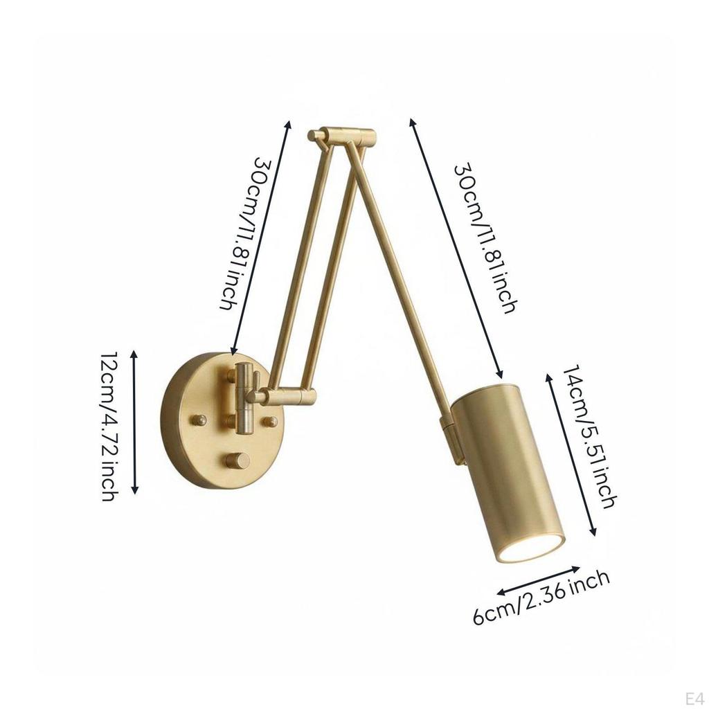 Adjustable Swing Arm Lamp Foldable Wall Light Retro Reading for Readers,
