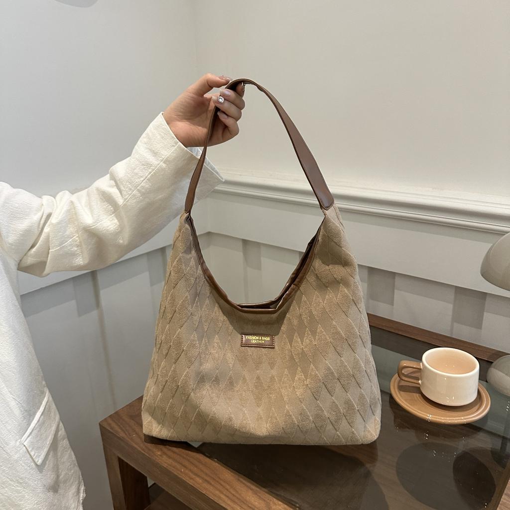 Women'S Bags Commuter Big Bags Women'S Rhombus Shoulder Tote Bags Simple Large-Capacity Commuter Bags Underarm Bags