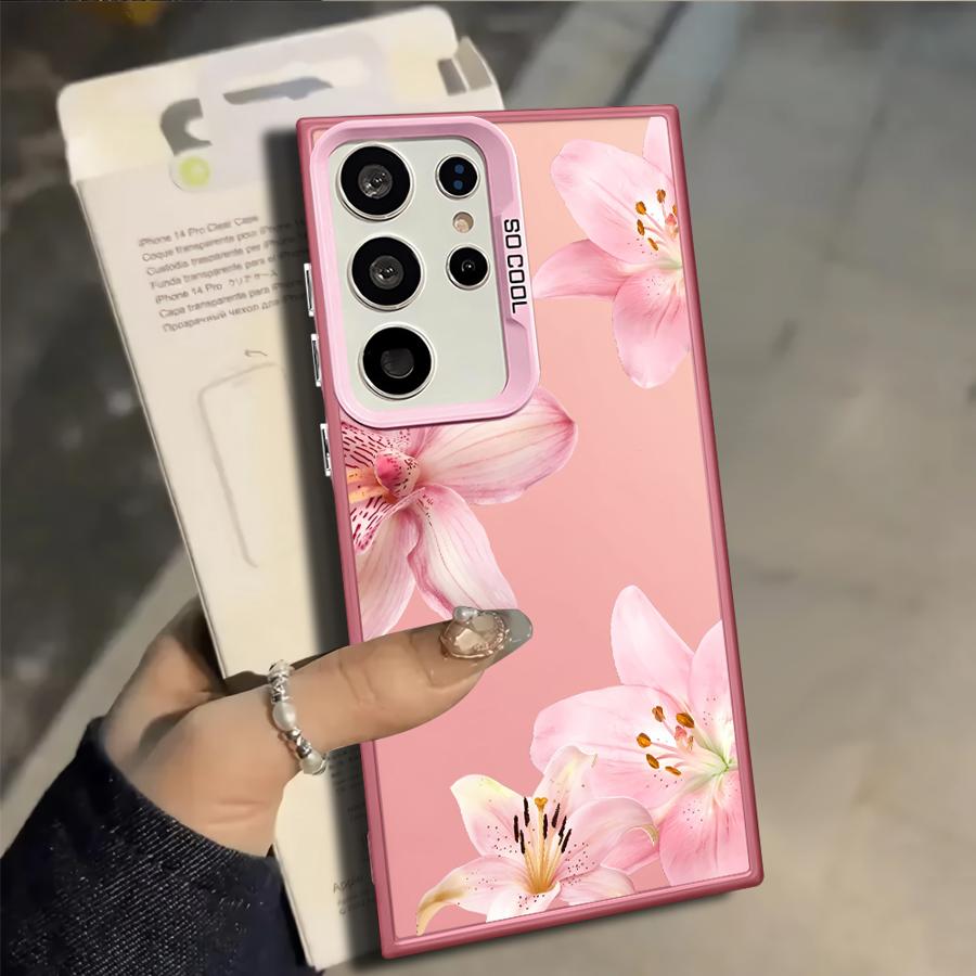 

Pink Lily Flower Pattern Case for Samsung Galaxy S25 S22 S21 S23 S20 Plus S23 Ultra S24 FE S25Edge Note 20 Ultra Phone Cover Galaxy S25+