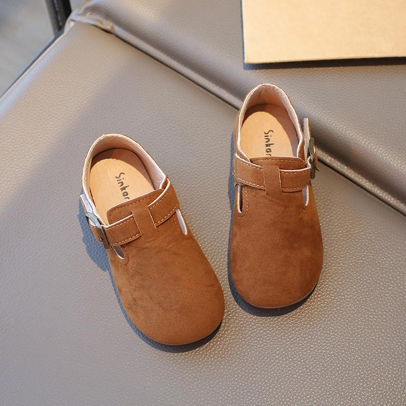 

Boys Girls Moccasins Retro Soft Sole Elegant Kids Flat Shoes Non-slip 2025 New Fashion Children Leather Shoes Hook&loop Sweet 21 жёлтый