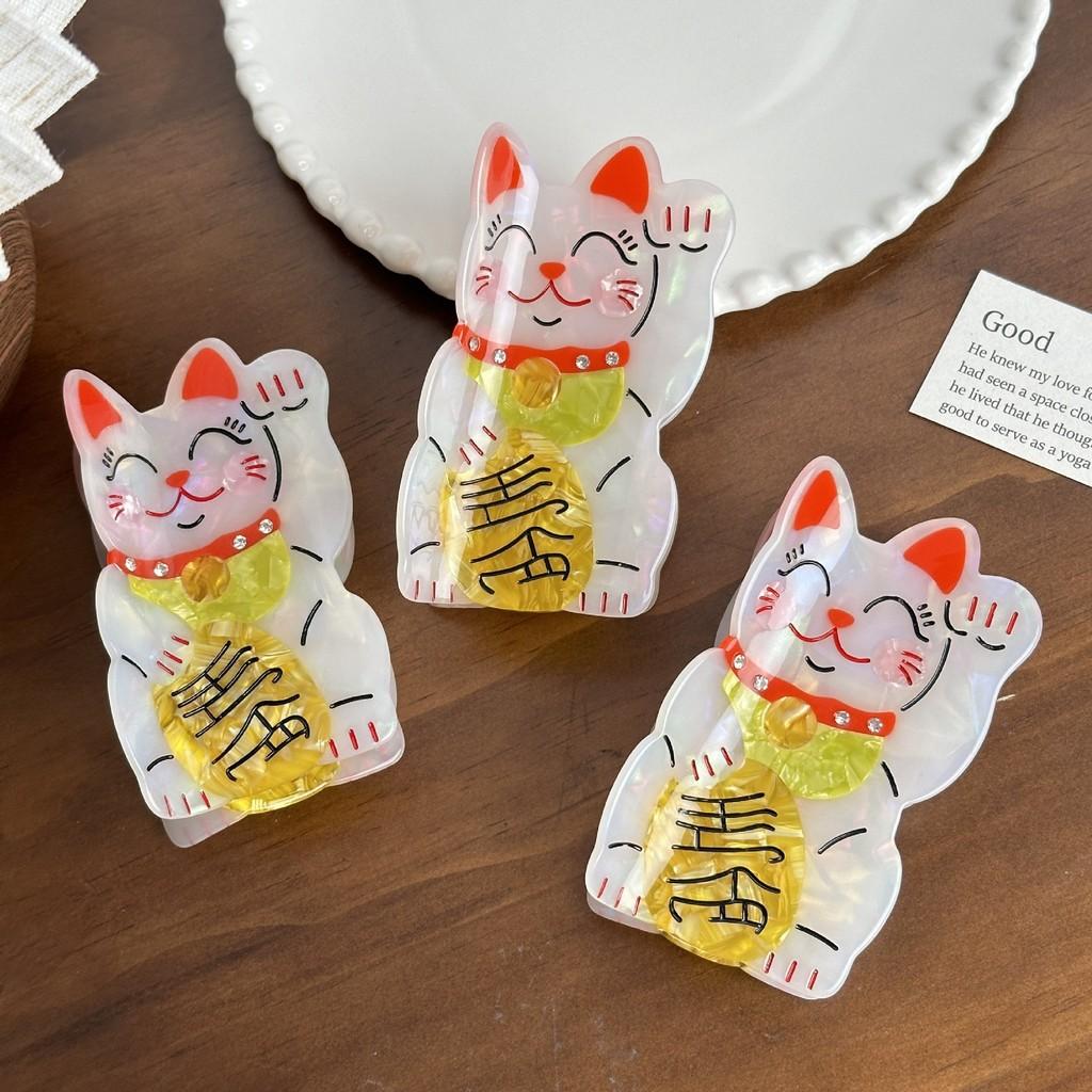 Stunning 10cm Lucky Cat Hair Claw Clip With Gorgeous Rhinestone Accents Ideal For Fashion-forward Women