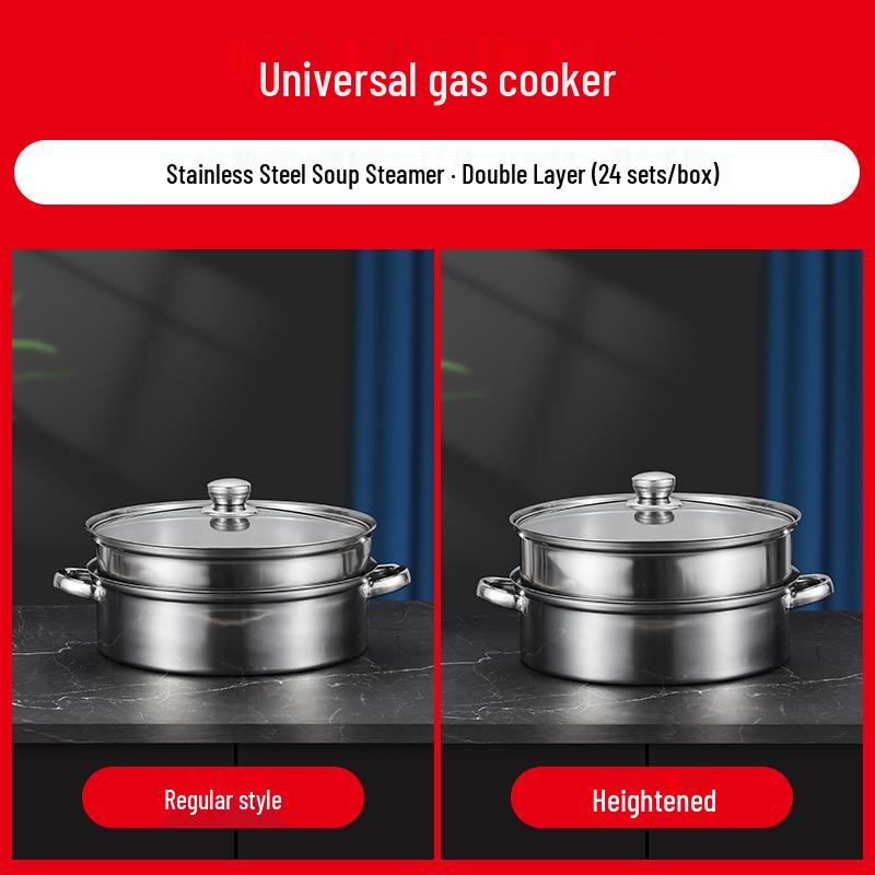 Dreischichtiger Suppen- und Dampfkochtopf aus Edelstahl mit verdicktem Boden