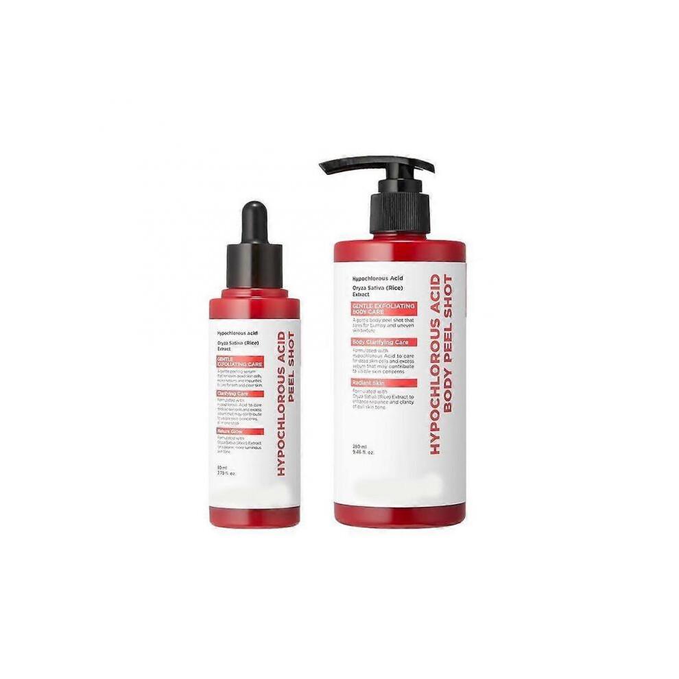(2set)Acido Ipocloroso Shot di Bucce di Riso per Viso Corpo Siero Esfoliante Delicato per Cellule Morte Cutanee Cura dei Pori Punti Neri Controllo Sebo in Eccesso