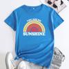 Summer YOU ARE MY SUNSHINE Rainbow Printed Cotton Loose Round Neck Women's Short Sleeved T-Shirts Women’s