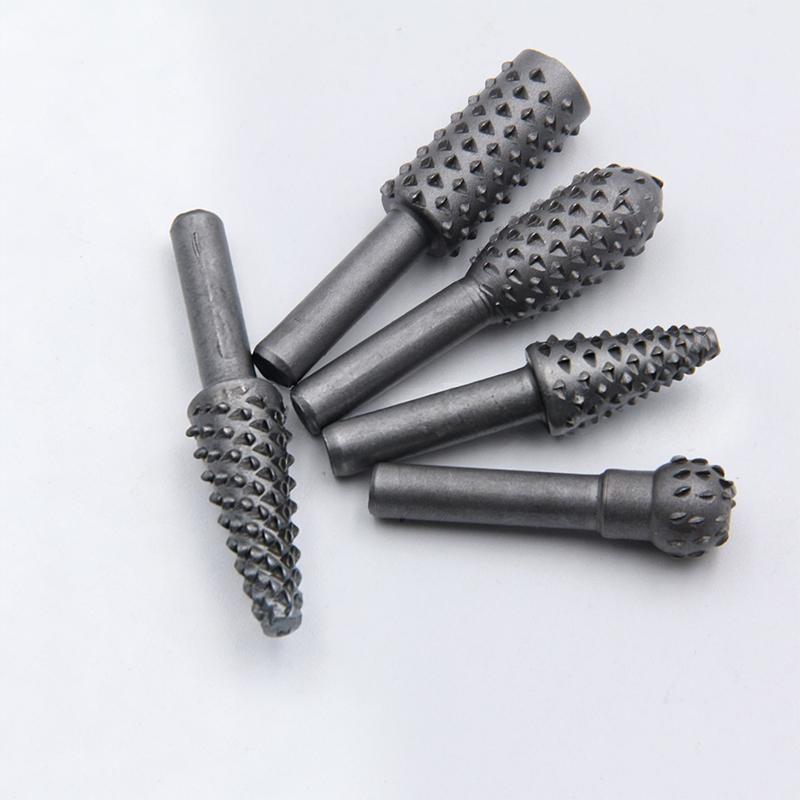 5-Piece Black Woodworking Spearhead Rotary File Electric Grinding Head Tool Set (Diy Grinding Tool Accessory Set)