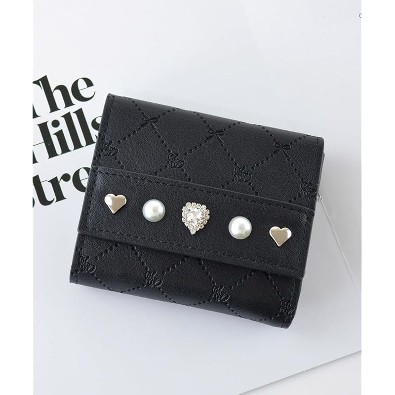 [SecretDoor] black trifold wallet ladies mini wallet small wallet woman trifold wallet Mitsuori wallet mini cute compact folding wallet Life easy to
