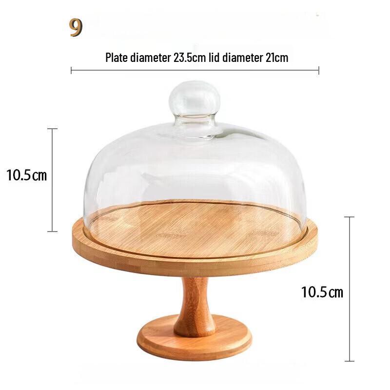 

abay Chinese Style 9-Inch Plastic High-Footed Cake Stand with Glass Dome