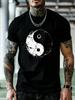 Herrtröja med Yin-yang-filosofimönster, 3D-printad, Tai Chi Bagua, kortärmad topp, avslappnad och moderiktig, rundhalsad