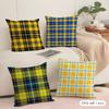Yellow Checkered Cushion Cover Silky Short Plush Sofa Pillow Cover Hidden Zipper Soft Dustproof Case For Home Decor