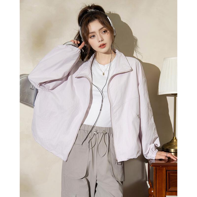 ET BOITE Women's Loose Fit Stand-Collar Casual Jacket