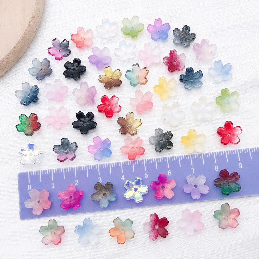 50 Multicolor Transparent Gradient Cherry Blossom Petal Charms for DIY Jewelry
