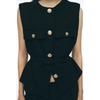Spring New Women Clothes Simple Style Round Neck Metal Buckle With Belt Punk Texture Vest 2132904