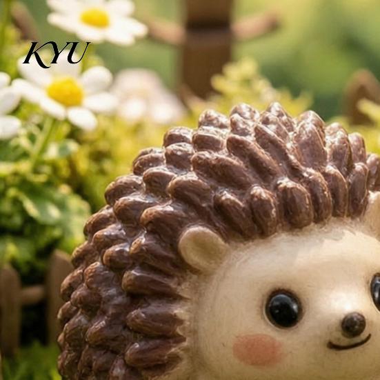 Pastoral Garden Figurines 2Pcs Cute Hedgehog Resin Mini for Succulents Pot Terrarium, Micro Landscape Small Gift Items Decor, Miniature Forest Animal