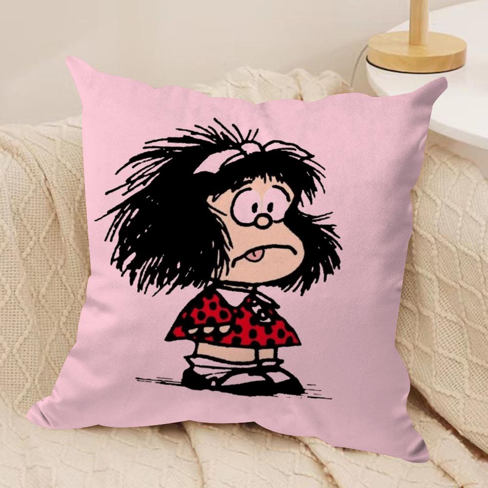 Cartoon MMafalda Cushion Cover Soft Plush DoubleSided Printed Sofa Pillow Cushion Cover Cozy AllSeason Durable Decor Gift