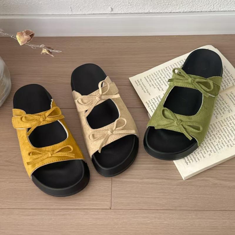 Fashion Bow Women Flats Slippers Elegant Slides Woman Shoes 2025 New Trend Summer Fashion Flip Flops Designer Walking Cozy Mujer Zapatos