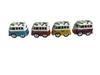 KINSFUN Volkswagen Bus Seaside Design Mini Pull-Back Car Set of 4 Diecast Metal Miniature Buses