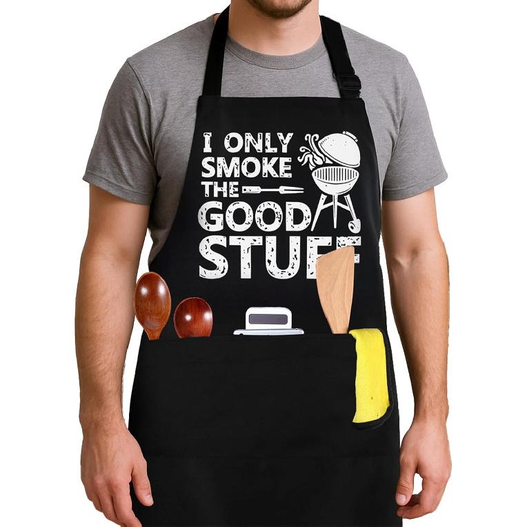 Funny BBQ Aprons for Men, BBQ Aprons Cooking Grilling Apron with 2 Pockets for Husband Dad Boyfriend Brother Kitchen Chef Apron Fathers Day Gift