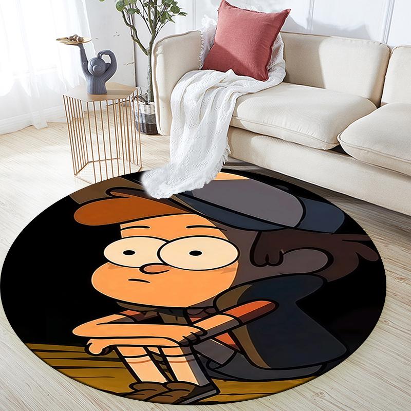 Dipper Pines pattern round rug,Carpet Rug for Living Room Bedroom Playroom ,Non-slip Floor Mat,Holiday Gifts and Birthday Gifts.