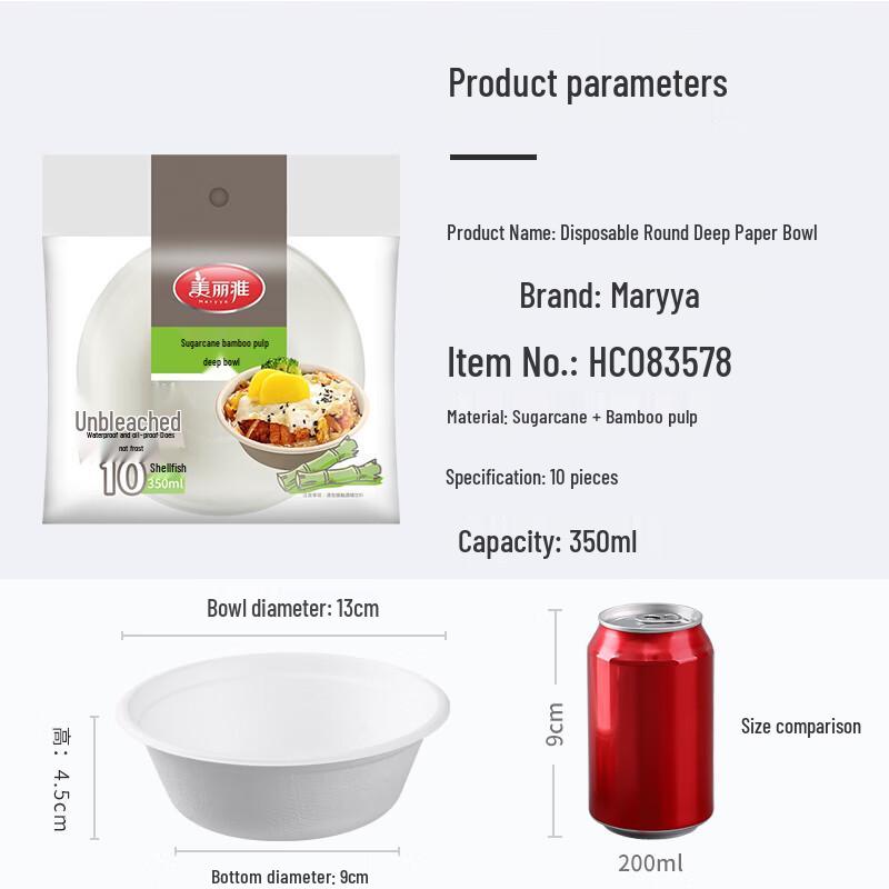 Meiliya Biodegradable Sugarcane & Bamboo Pulp Disposable Tableware
