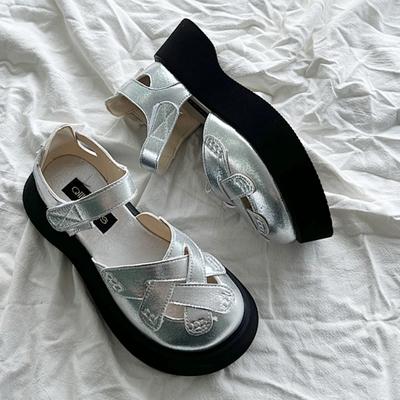 2024 Summer Women's Sandals Baotou Non-slip Flat Sandals Retro Thick Soled Casual Shoes Outdoor Beach Shoes Zapatos De Mujer