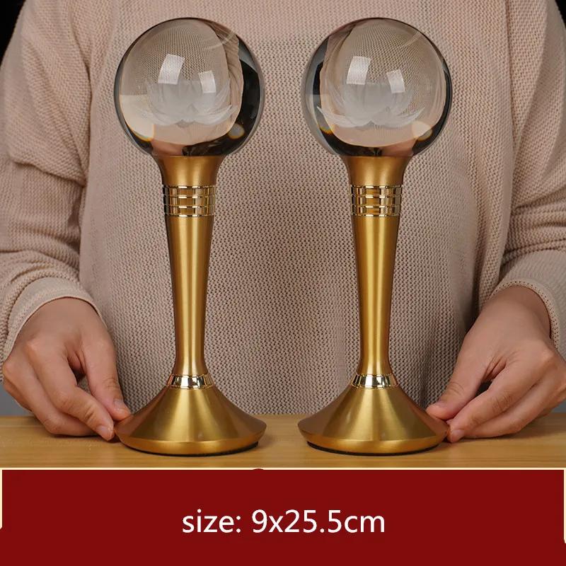 2pcs Chinese Crystal Candle Holder Ornaments Colorful Simulated Candlestick Buddha Hall Worship Home Decor Buddhist Accessories